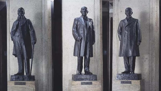 Three bronze statues of Central Hall