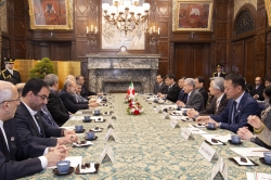 ラリジャニ・イラン・イスラム共和国国会議長一行参議院訪問(平成31年2月12日)、懇談の写真 クリックすると拡大写真がご覧いただけます